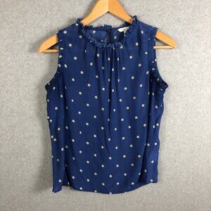 Boden Silk Sleeveless Polka Dot Top Blue Size 8